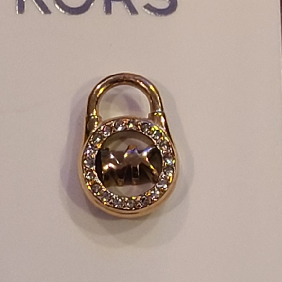 Michael Kors Logo Locket Gold Stud Earrings - Picture 4 of 7